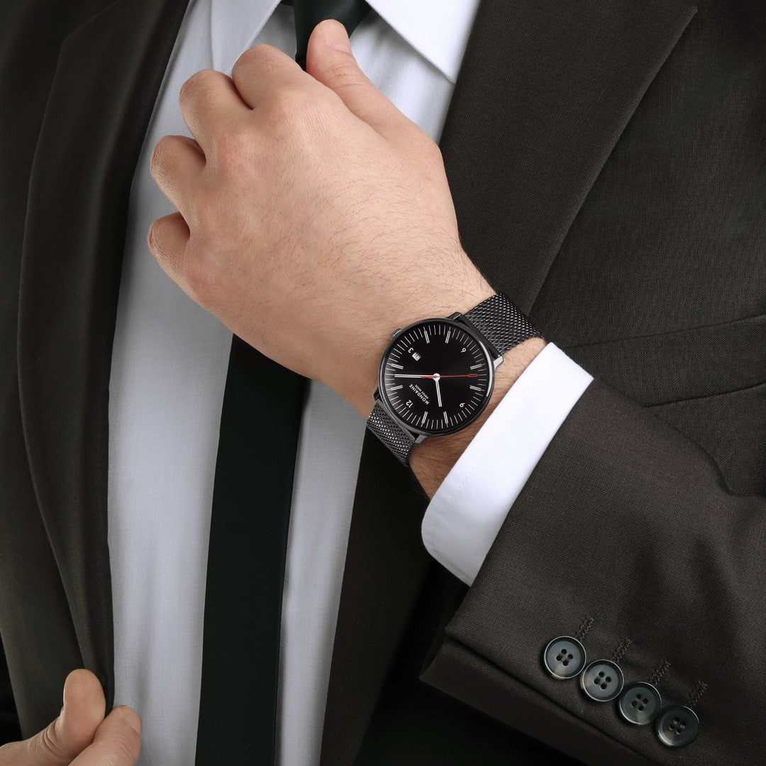 Mondaine Doppio MLE.41220.SM orologio nero 41 mm
