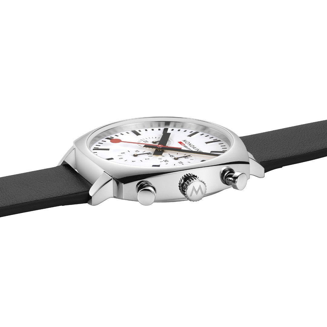 Mondaine Grand Cushion Bianco 41mm cronografo zaffiro