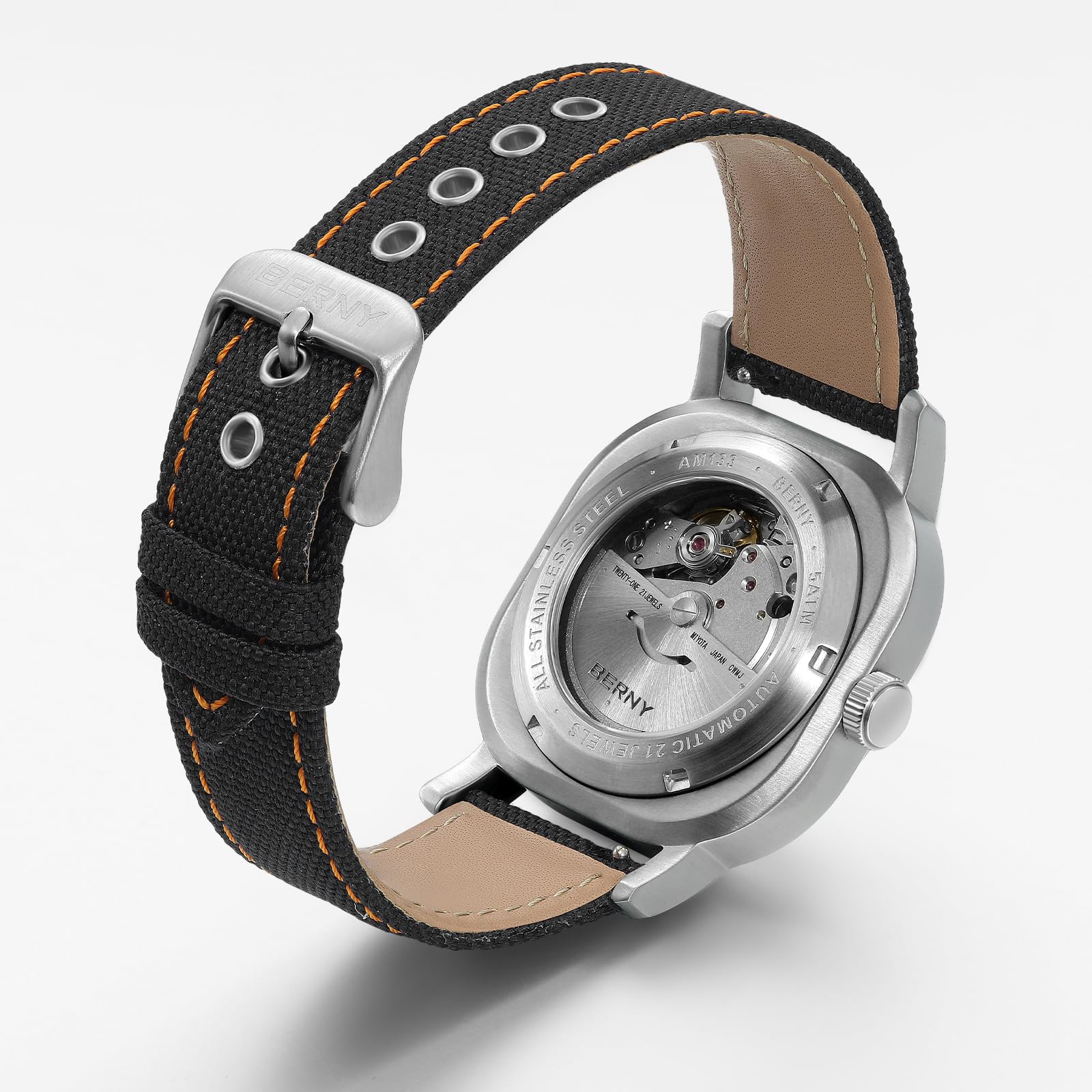 Berny orologio automatico zaffiro nero luminoso