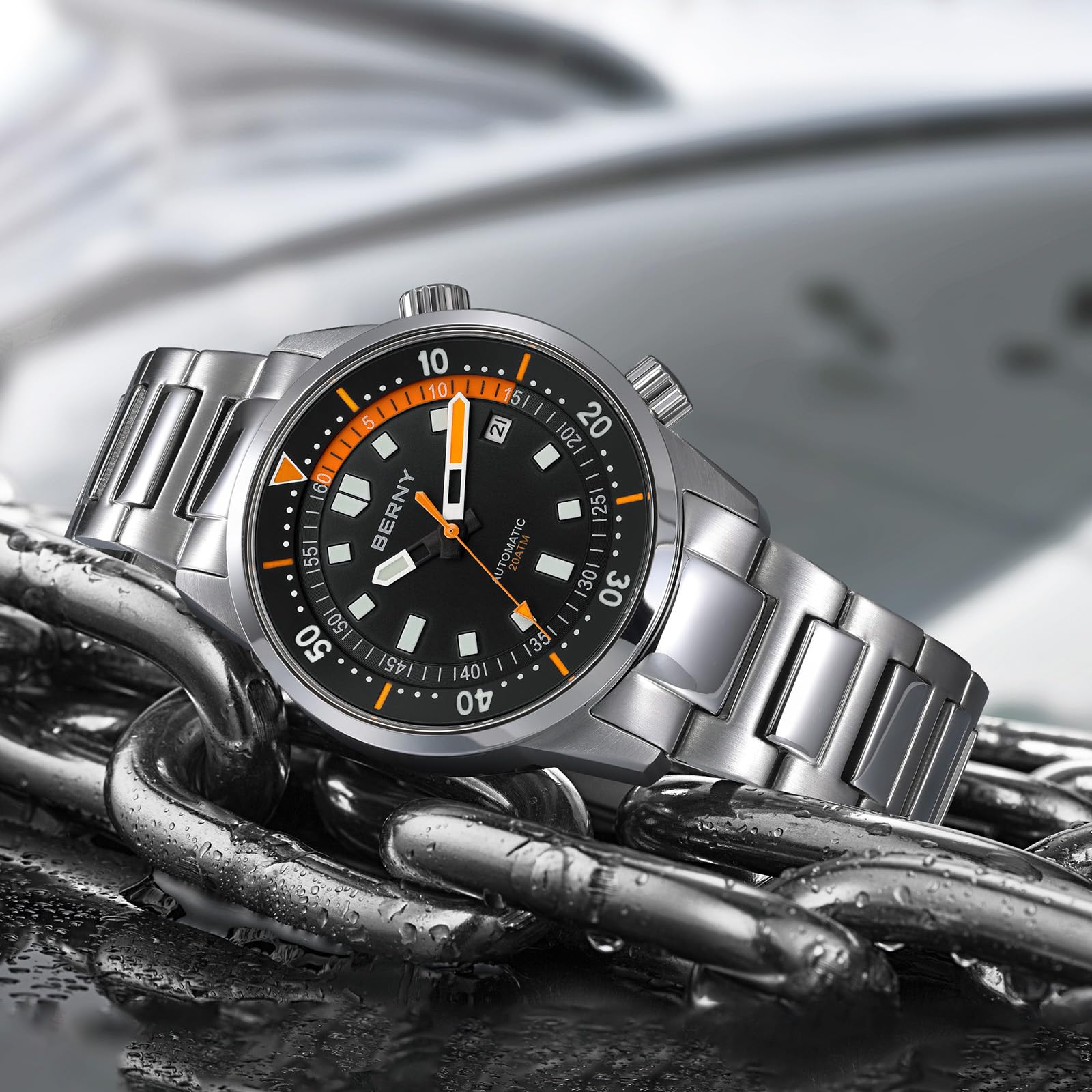 Berny Diver Orologio Uomo Automatico Nero 20ATM
