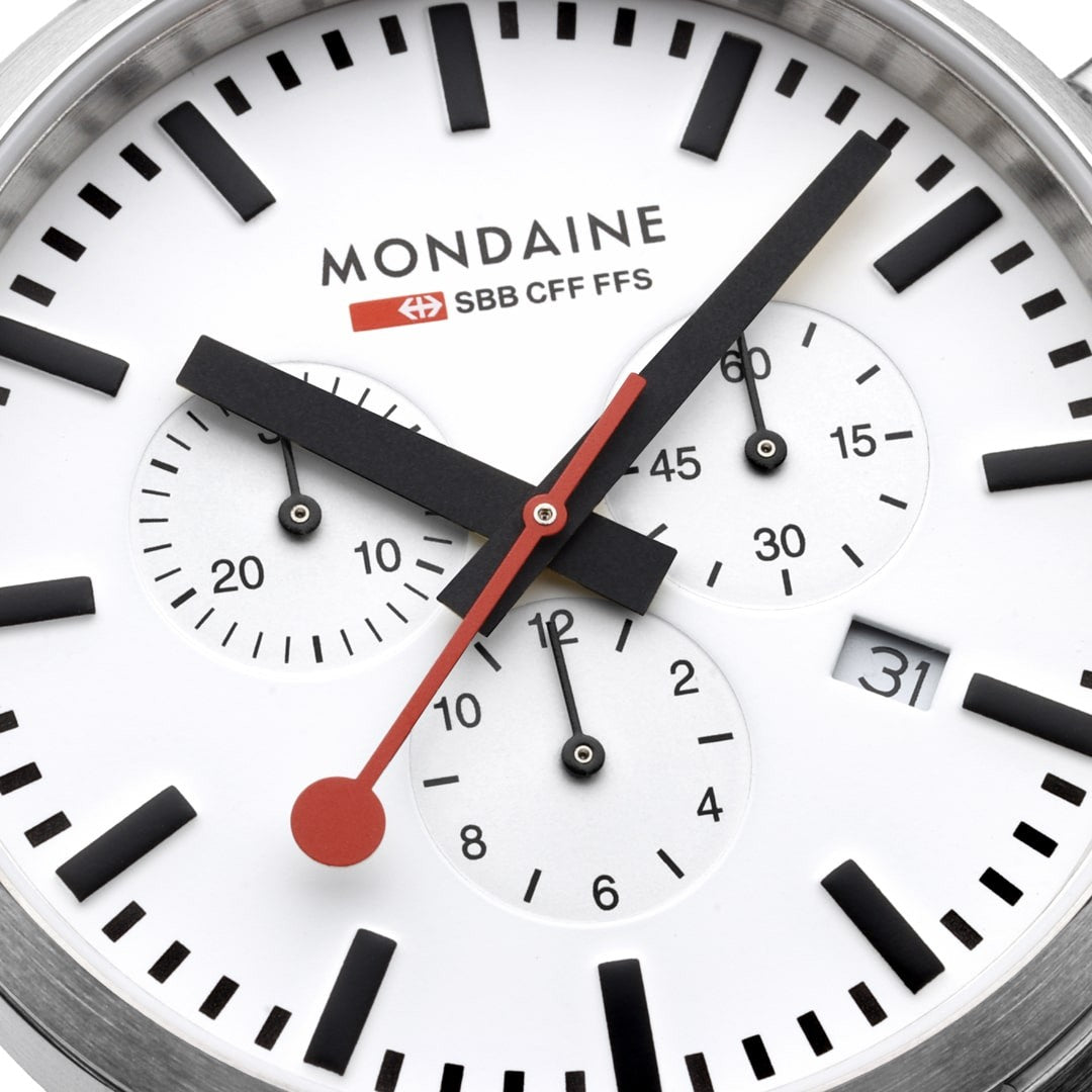 Mondaine Neo orologio cronografo 41mm bianco