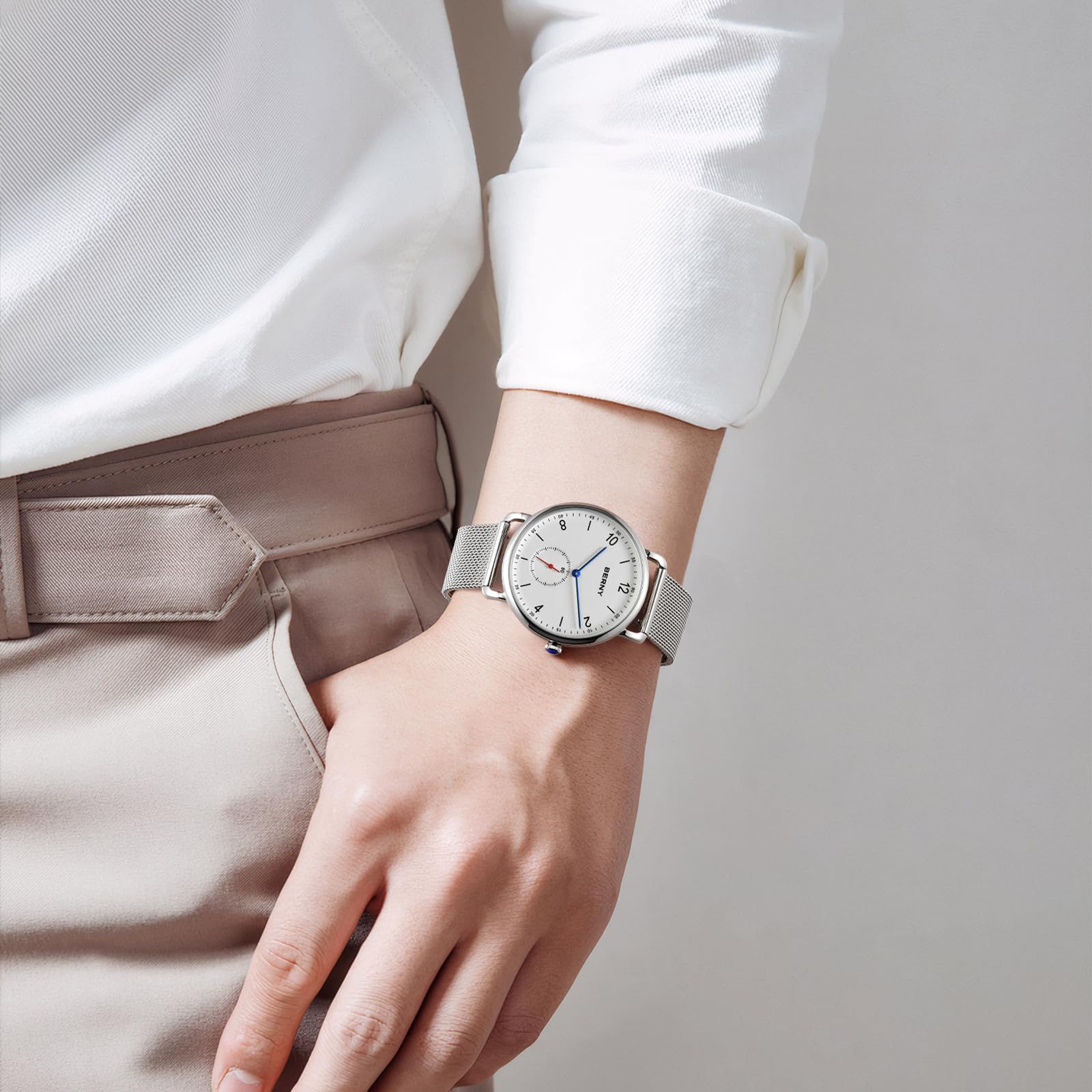 Berny orologio quarzo unisex bianco argento analogico