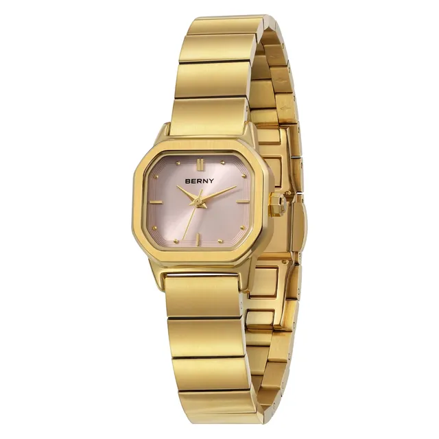 Berny Orologio Donna Quadrato Rosa Quarzo Acciaio