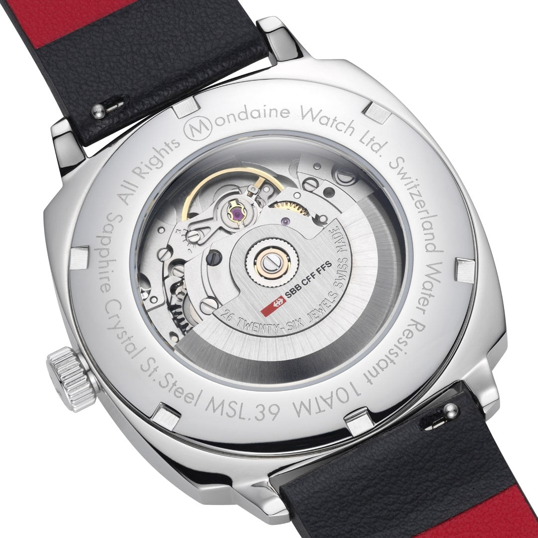 Mondaine Cushion 39mm orologio automatico ecopelle