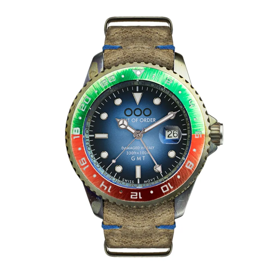 Out Of Order GMT Rome orologio quarzo azzurro 44 mm