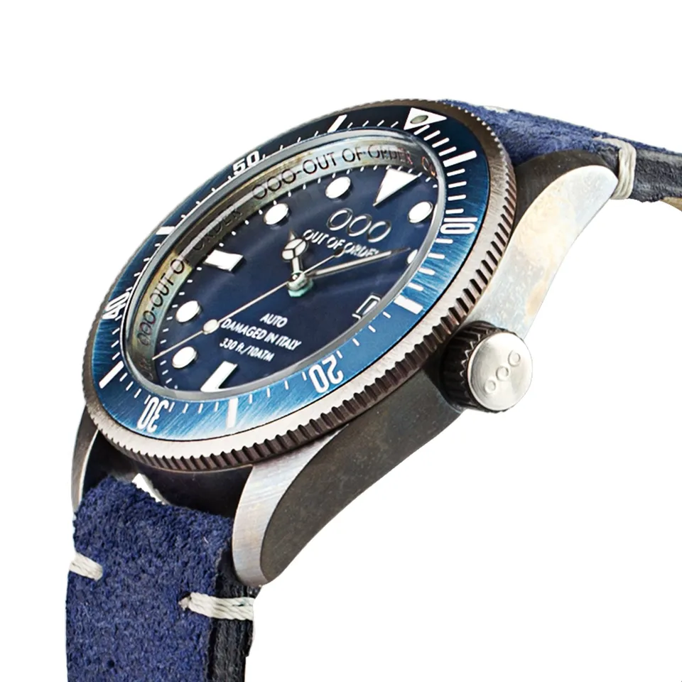 Out Of Order Blue Auto Orologio 44mm Pelle Blu