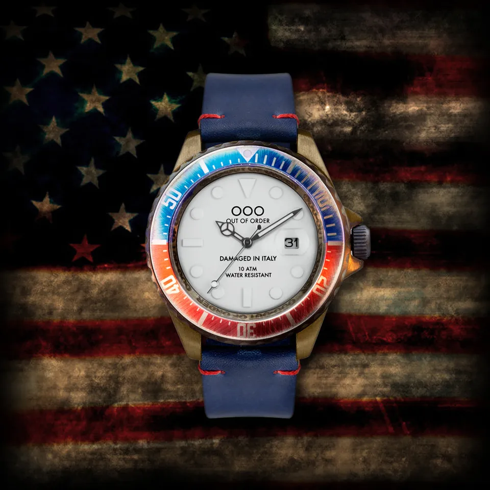 Out Of Order Minuteman Orologio Quarzo Pelle Blu Edizione Limitata