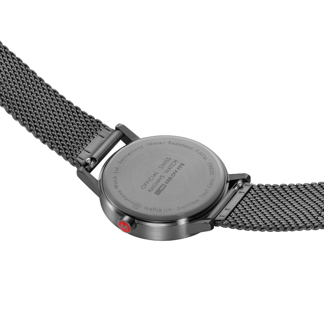 Mondaine Classic Grigio Antracite 40mm orologio maglia milanese