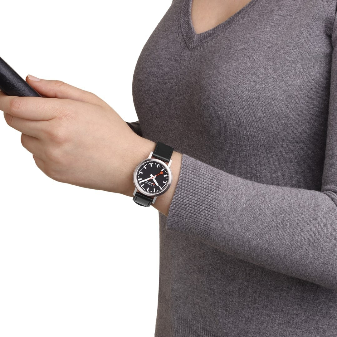 Mondaine Stop2go Nero 34 mm orologio zaffiro