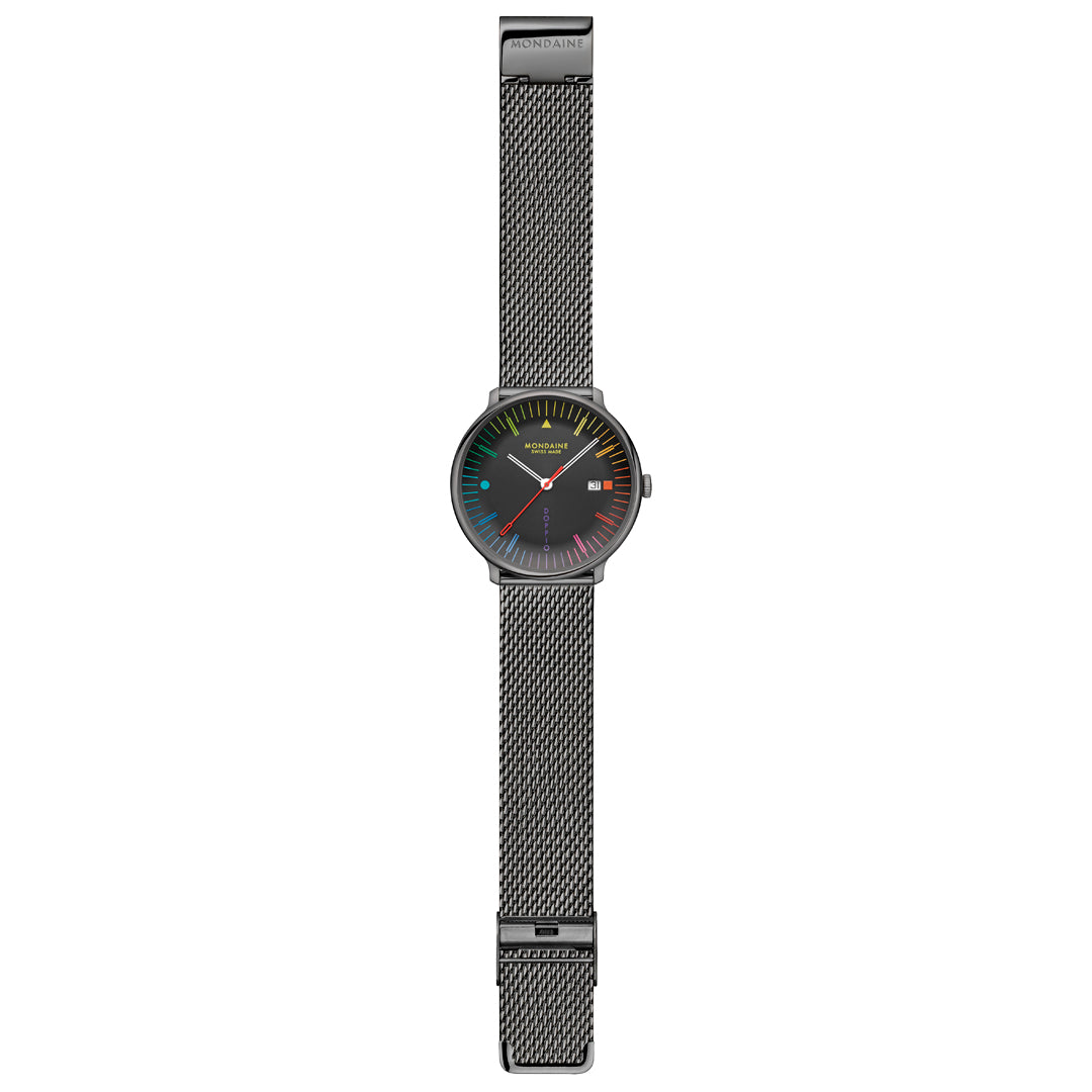 Mondaine Doppio Bauhaus Inspired orologio 41 mm multicolore