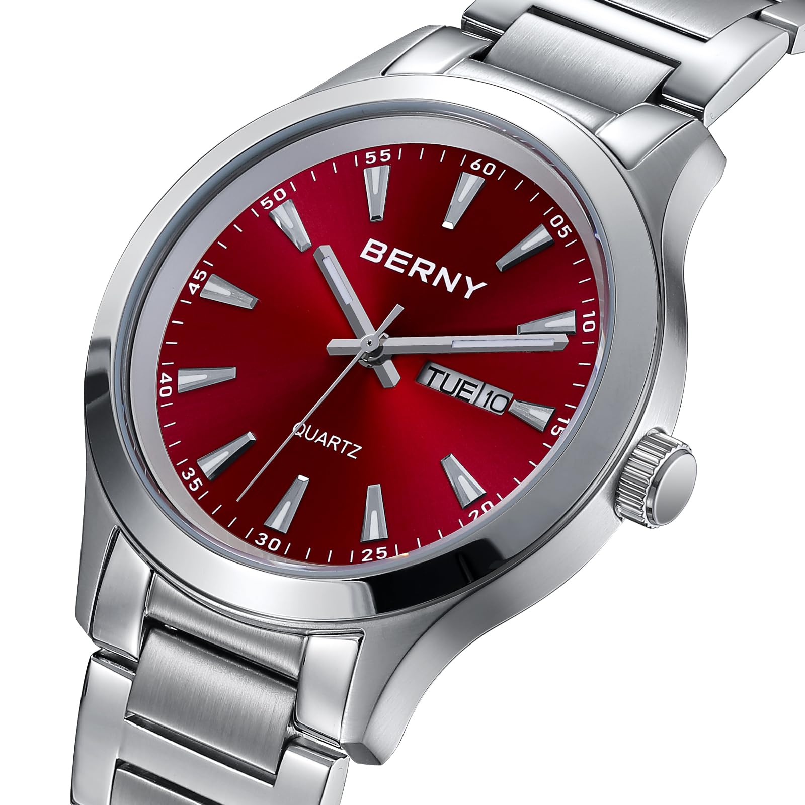 Berny Orologio da Polso Quarzo Acciaio Rosso Sportivo