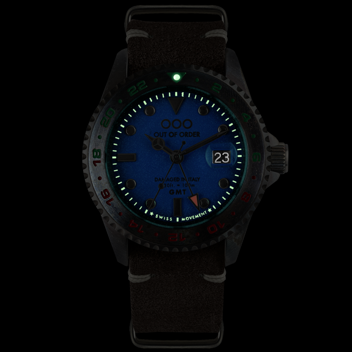 Out Of Order Roma Capitale orologio GMT pelle blu 44 mm