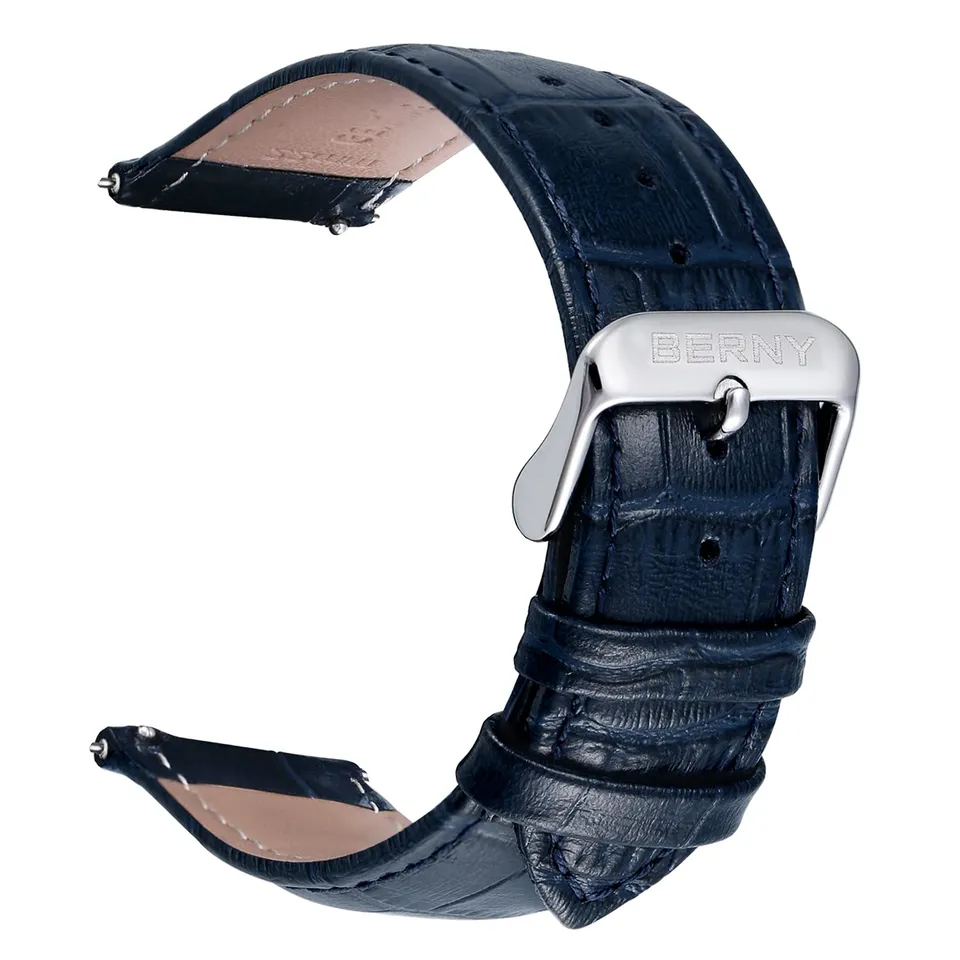 Berny cinturino vera pelle nero 22mm orologio
