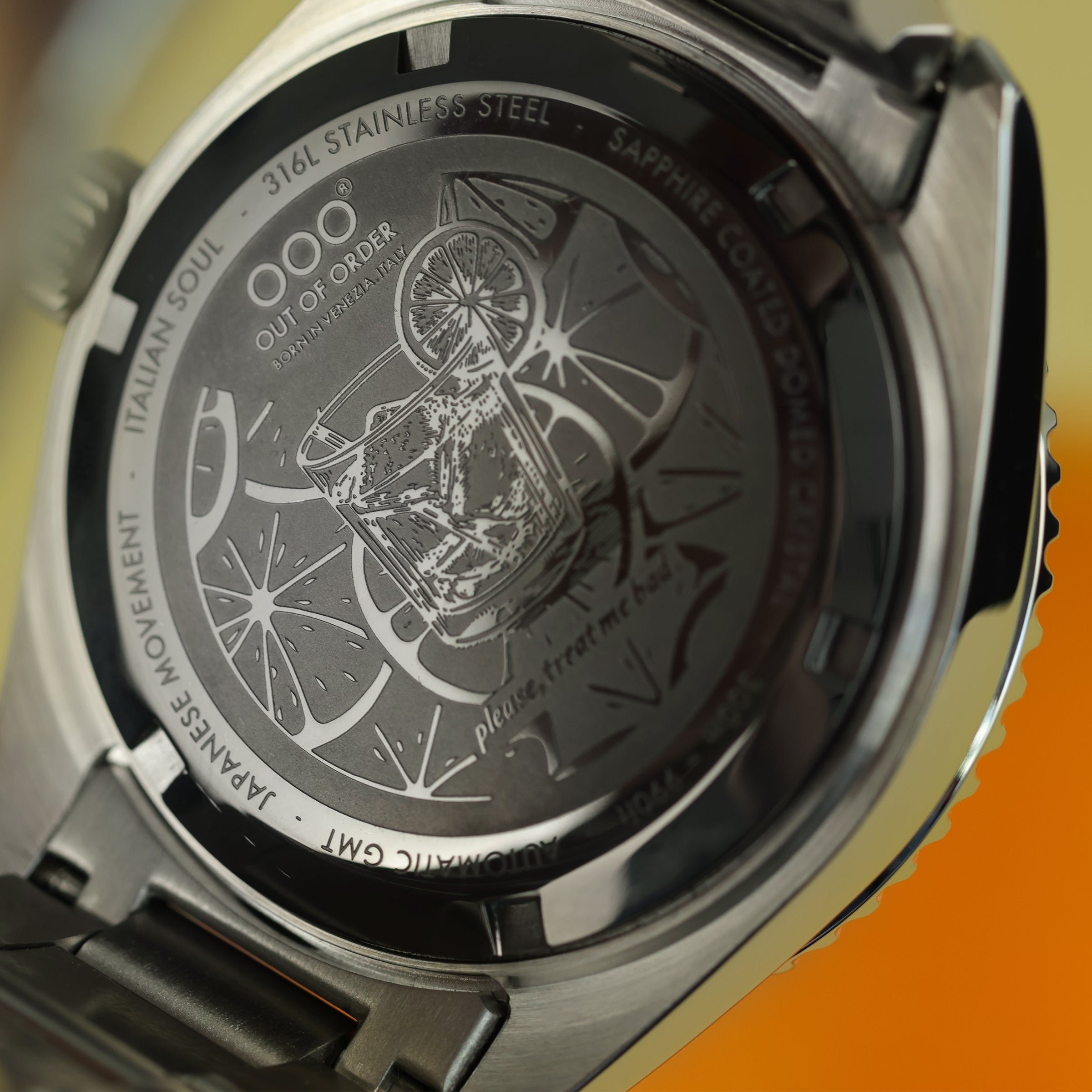 Out Of Order Shaker Negroni orologio automatico GMT 40 mm arancione