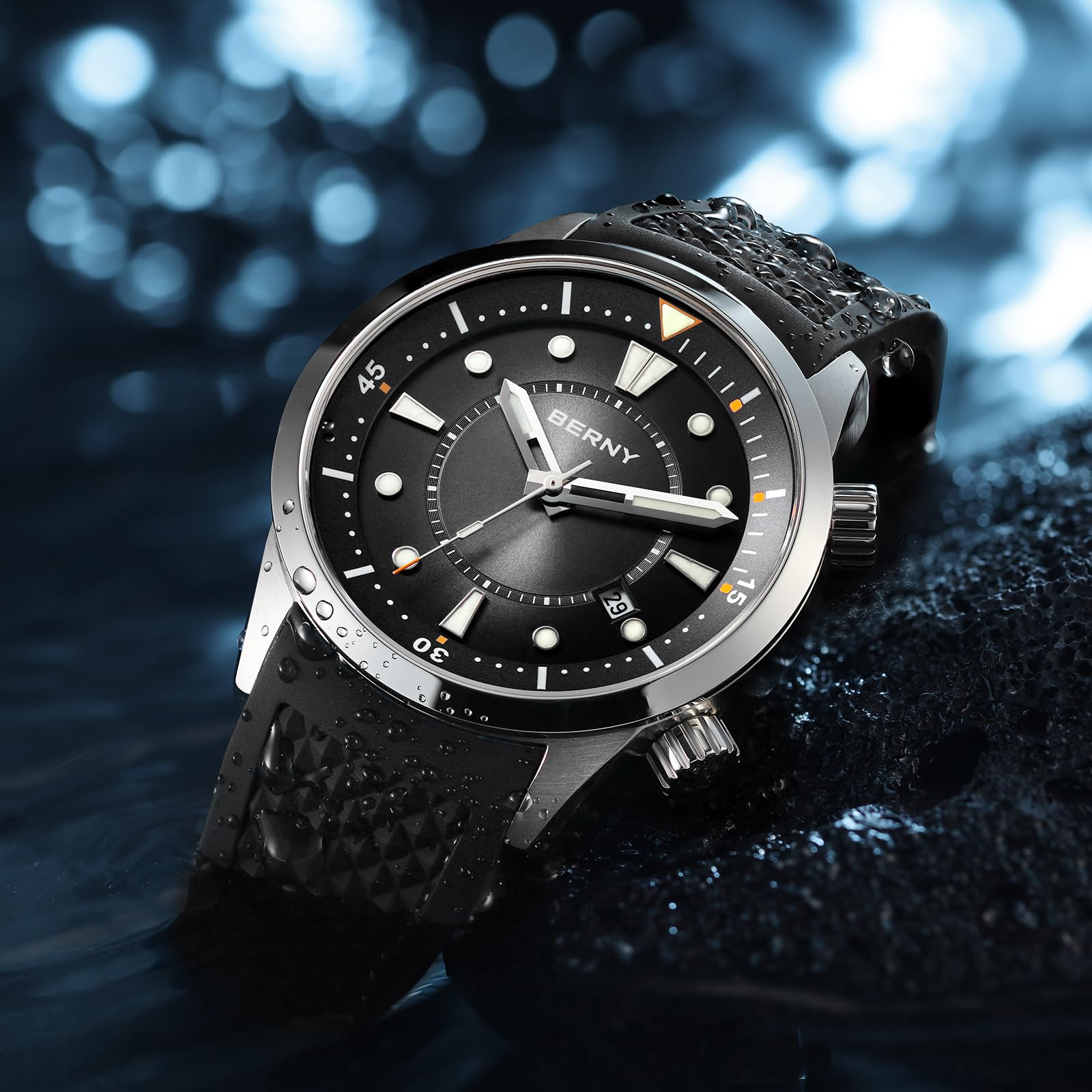 Berny Dive HV600 Orologio Uomo Nero Automatico 20ATM