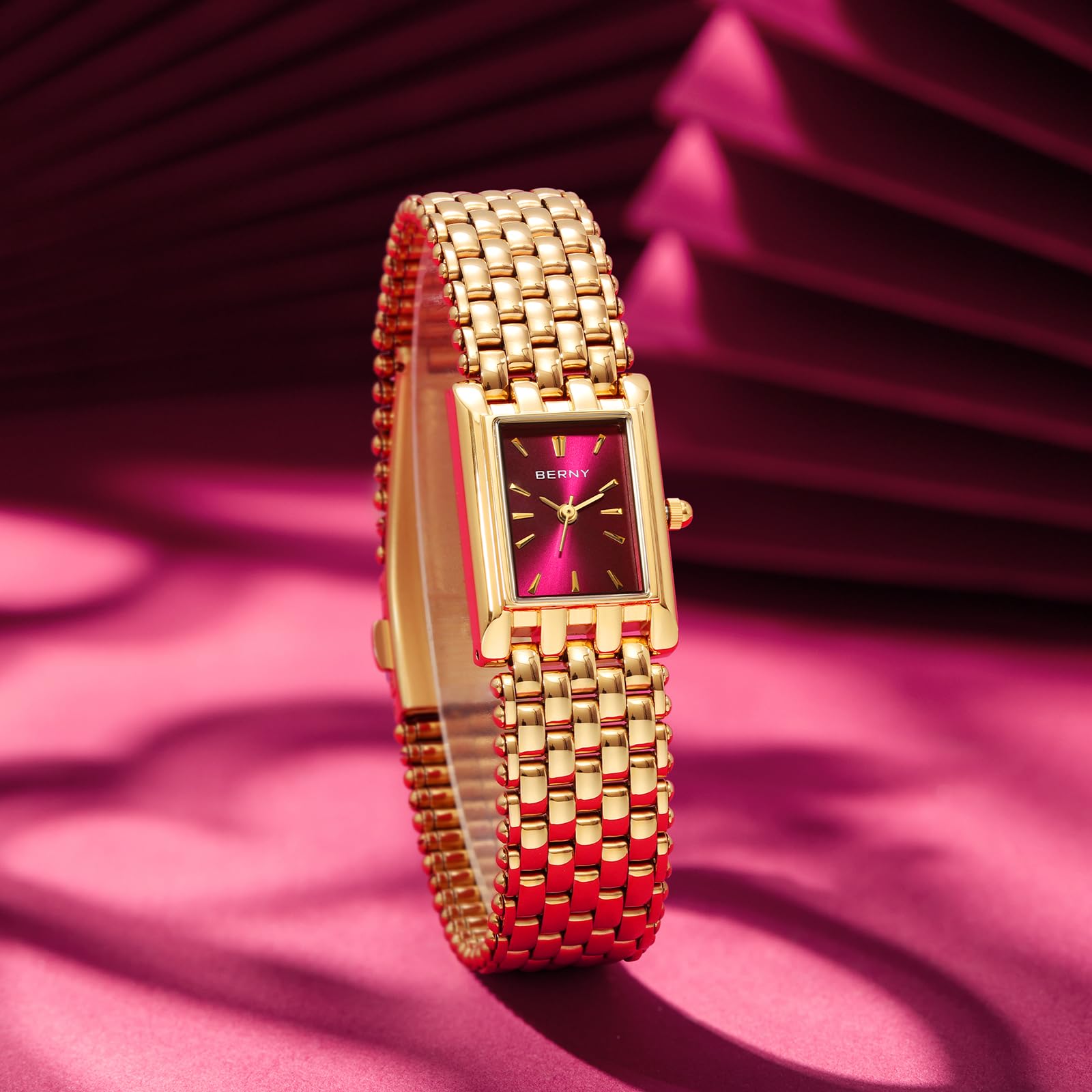 Berny Gold Orologio Donna Rosso Rettangolare