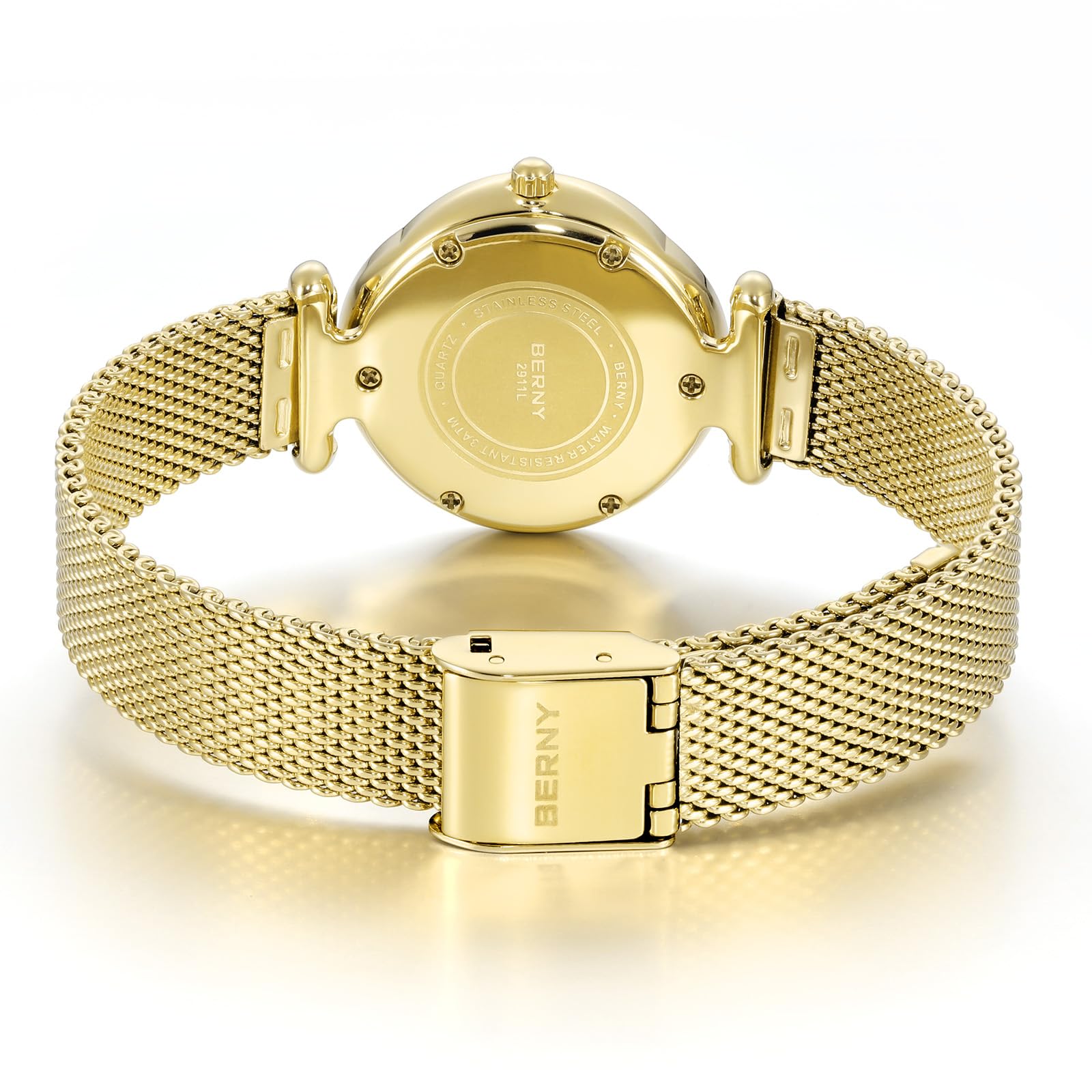 Berny Orologio Donna Quarzo Oro Maglia Mesh