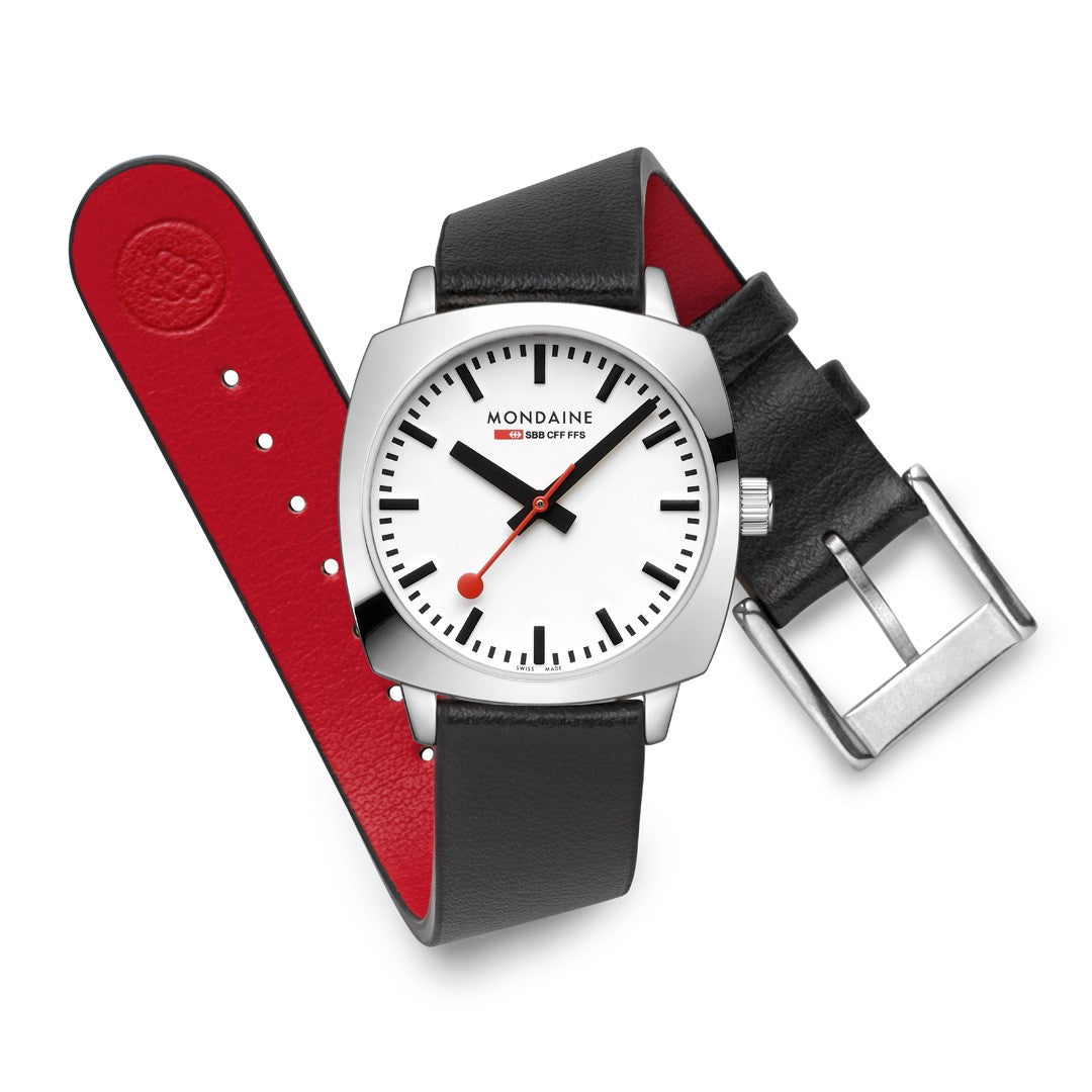 Mondaine Petite Cushion Orologio Nero 31 mm Zaffiro