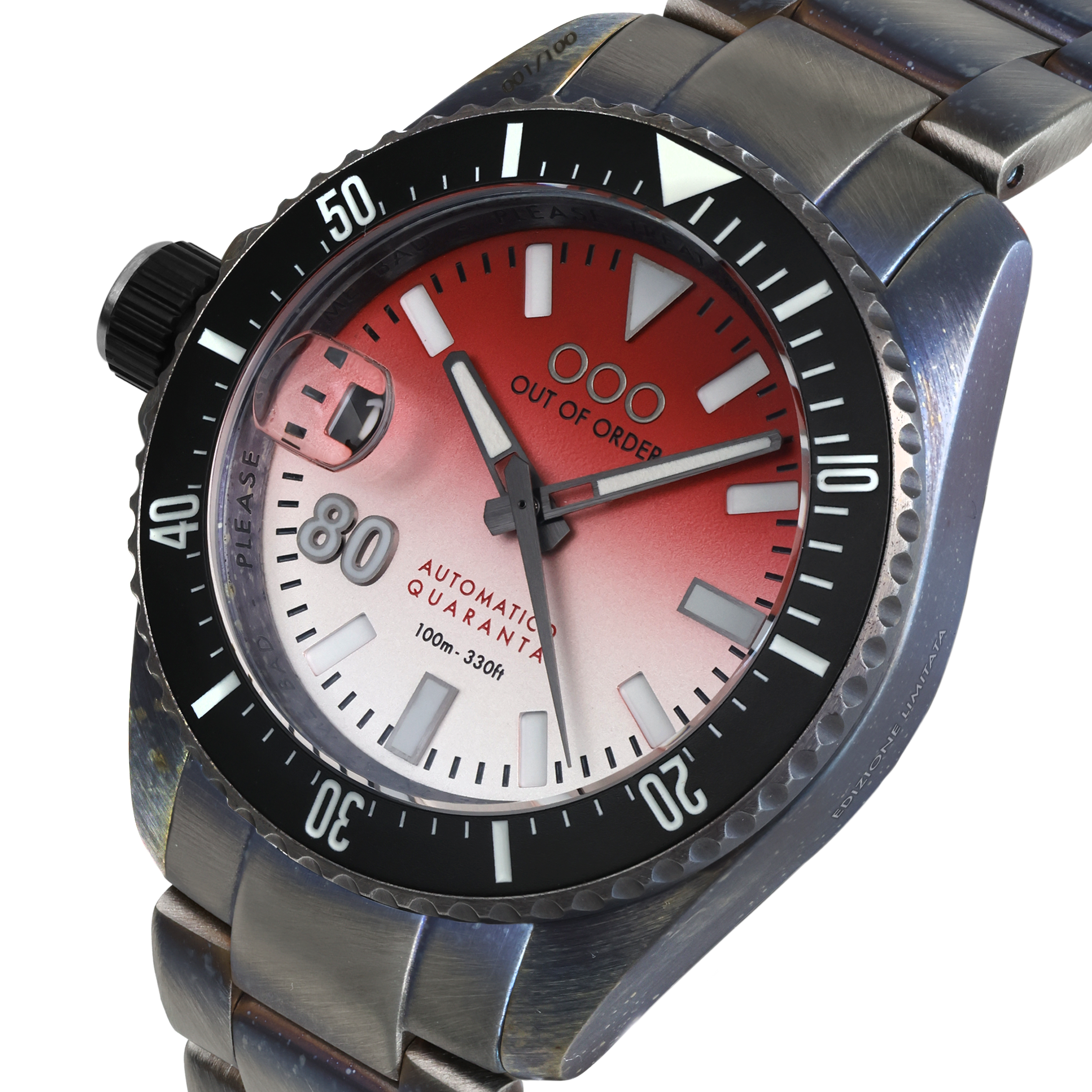 Out Of Order Automatico Quaranta Merah Putih orologio 40 mm rosso