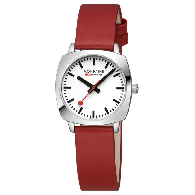 Mondaine Petite Cushion orologio rosso 31 mm quarzo