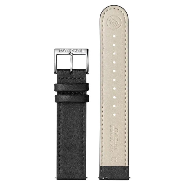 Mondaine cinturino nero ecopelle 20 mm Vegea