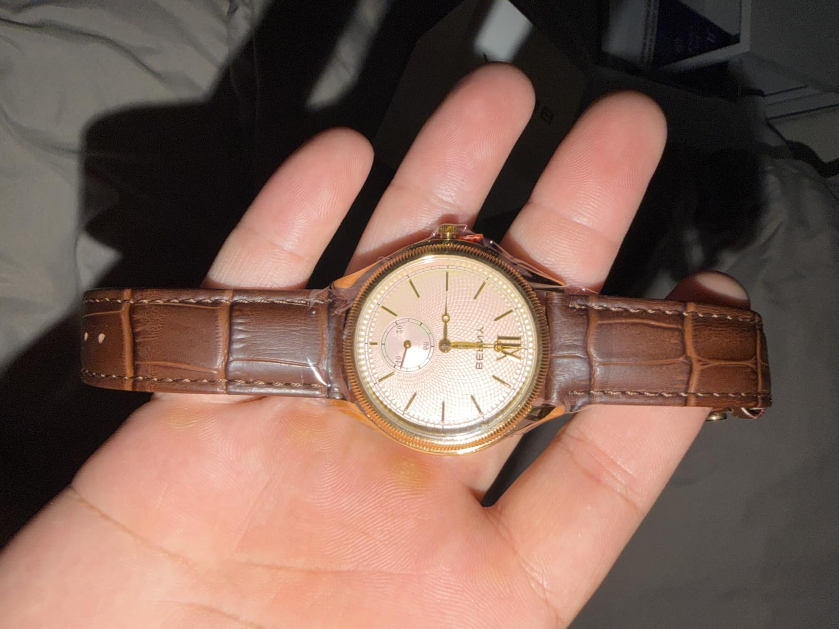 Berny Orologio Uomo Argento Pelle Vera Vintage Quarzo