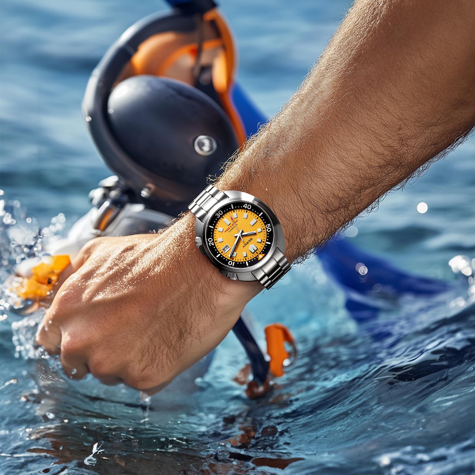 Berny Diver Orologio Uomo Automatico Giallo Full Acciaio
