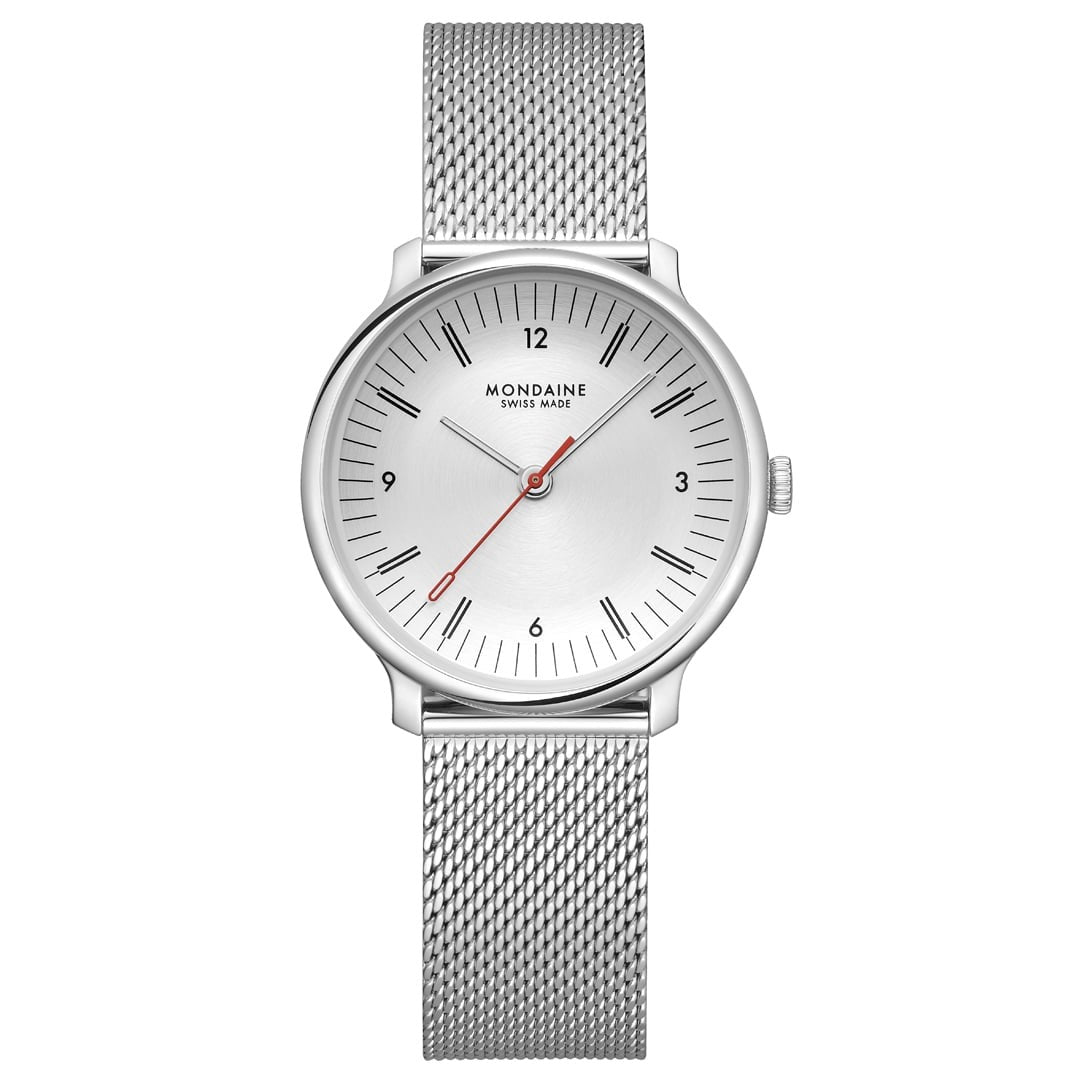 Mondaine Doppio Silver orologio 33mm acciaio