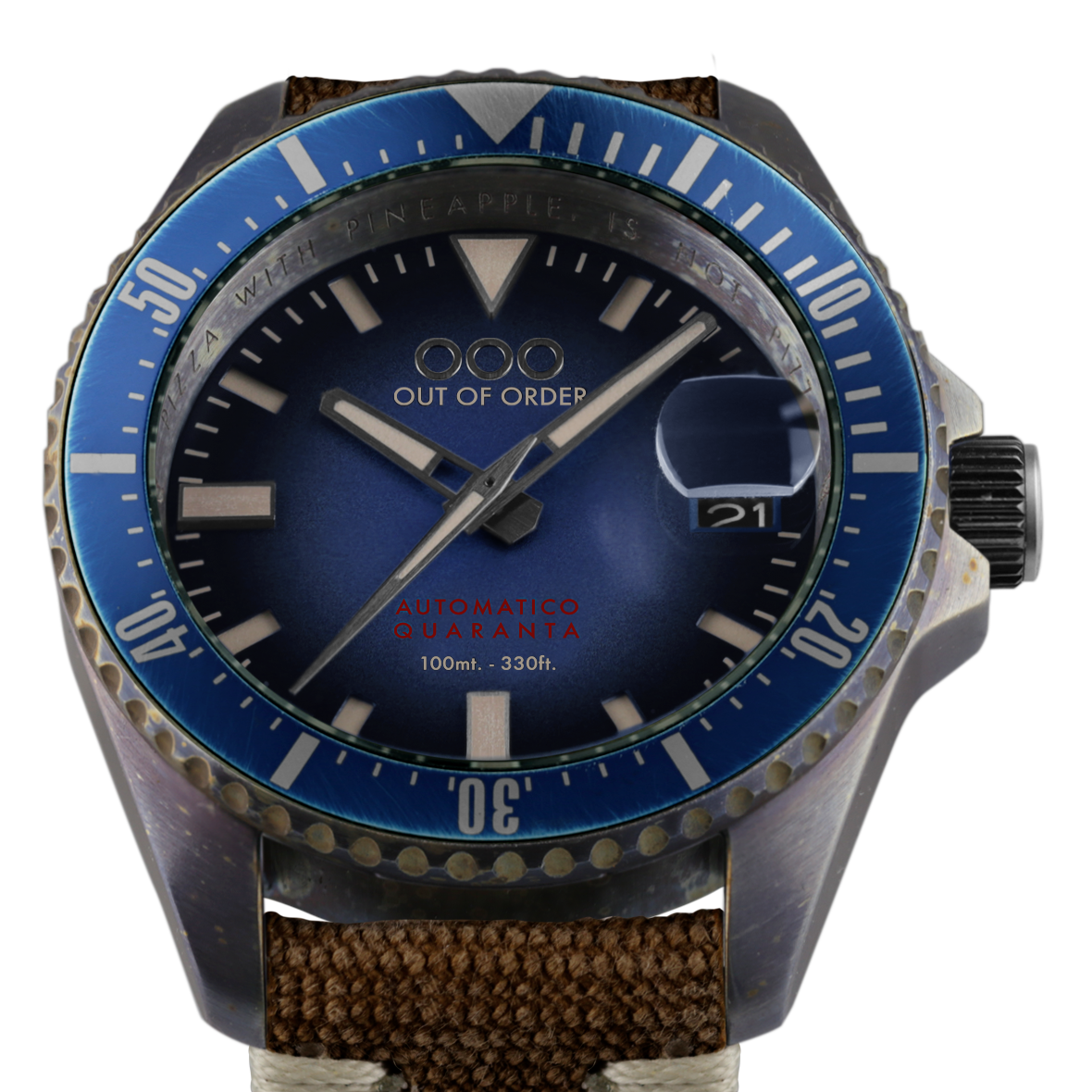 Out Of Order Automatico Quaranta orologio canvas blu 40mm