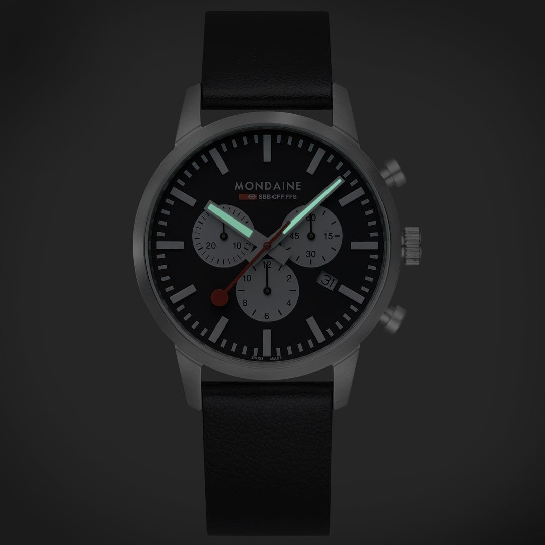 Mondaine Neo Cronografo Nero 41mm orologio zaffiro