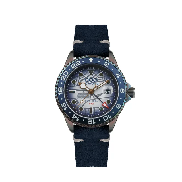Out Of Order Ultra Distressed cinturino pelle blu 20 mm