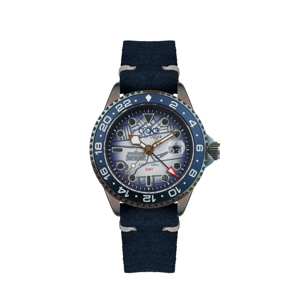 Out Of Order Ultra Distressed cinturino pelle blu 20 mm