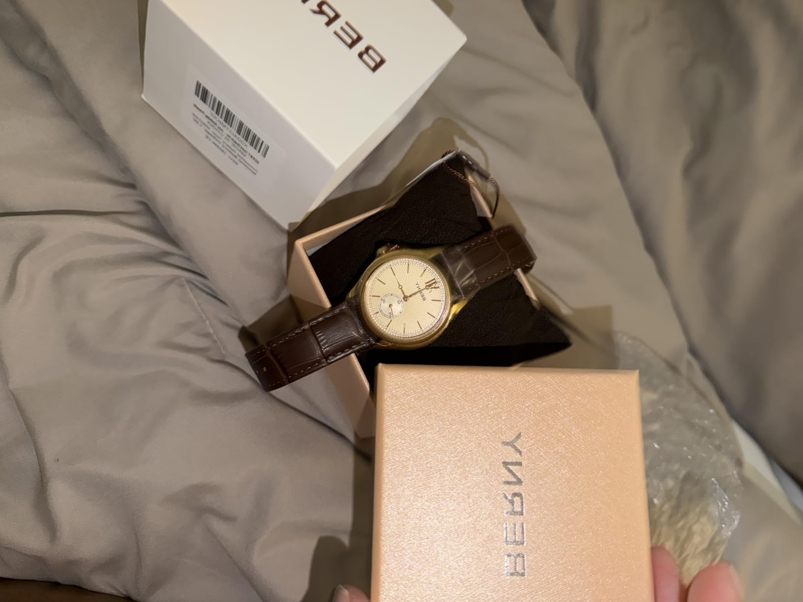 Berny Orologio Uomo Argento Pelle Vera Vintage Quarzo