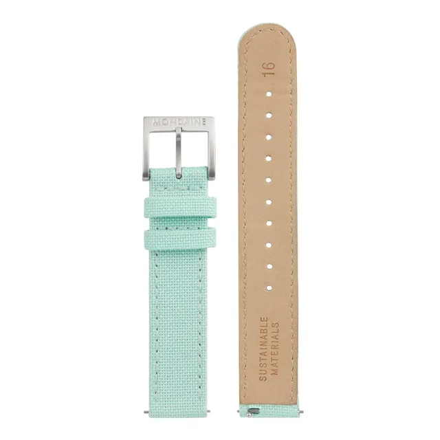 Mondaine cinturino tela 16mm verde acqua