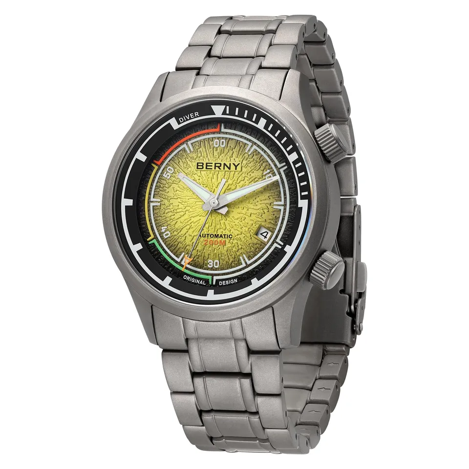 Berny Diver orologio automatico uomo giallo titanio 200M