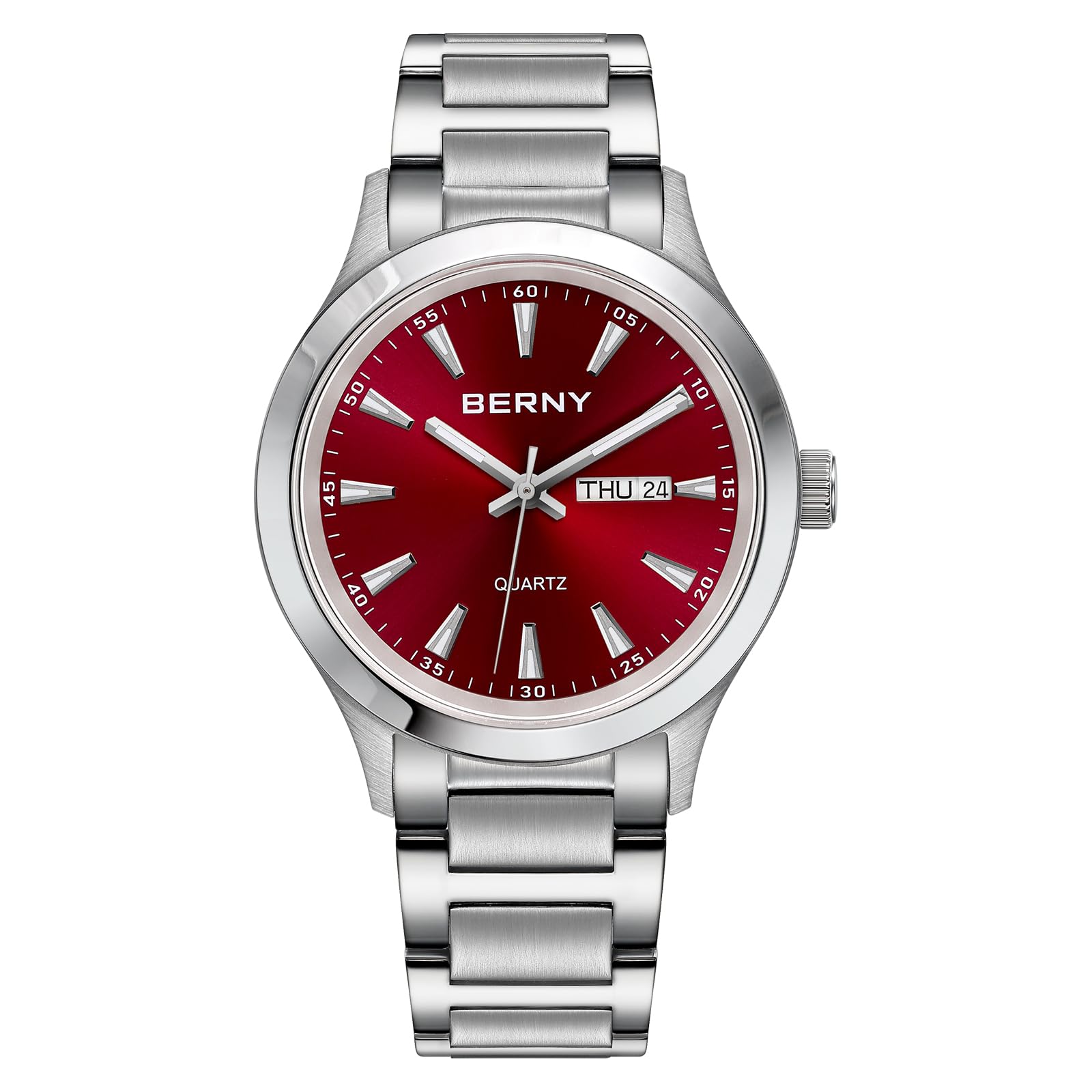 Berny Orologio da Polso Quarzo Acciaio Rosso Sportivo