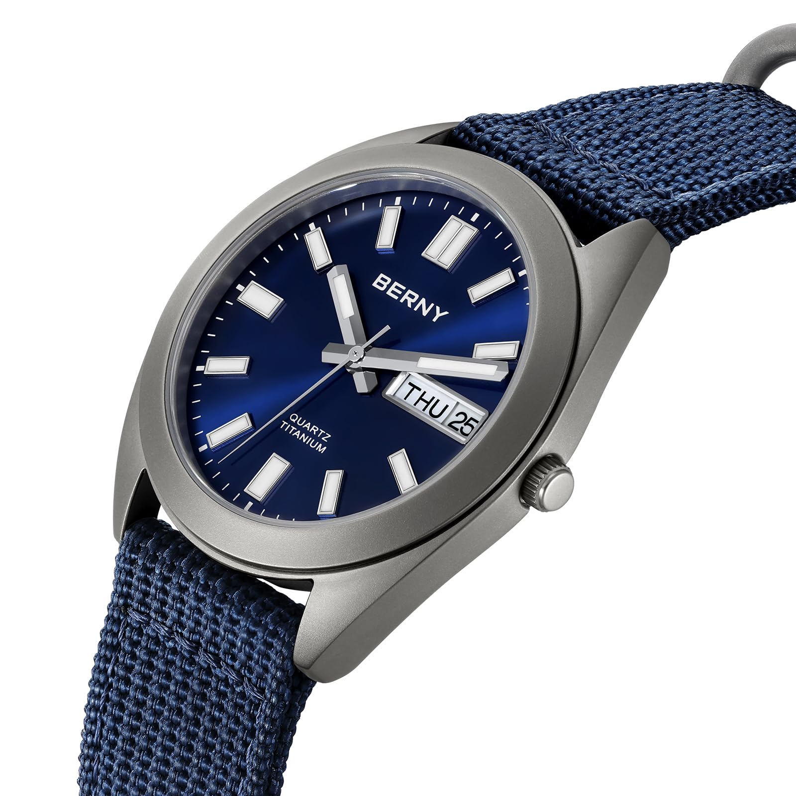 Berny Titanio Quarzo Uomo Blu Nylon 10ATM