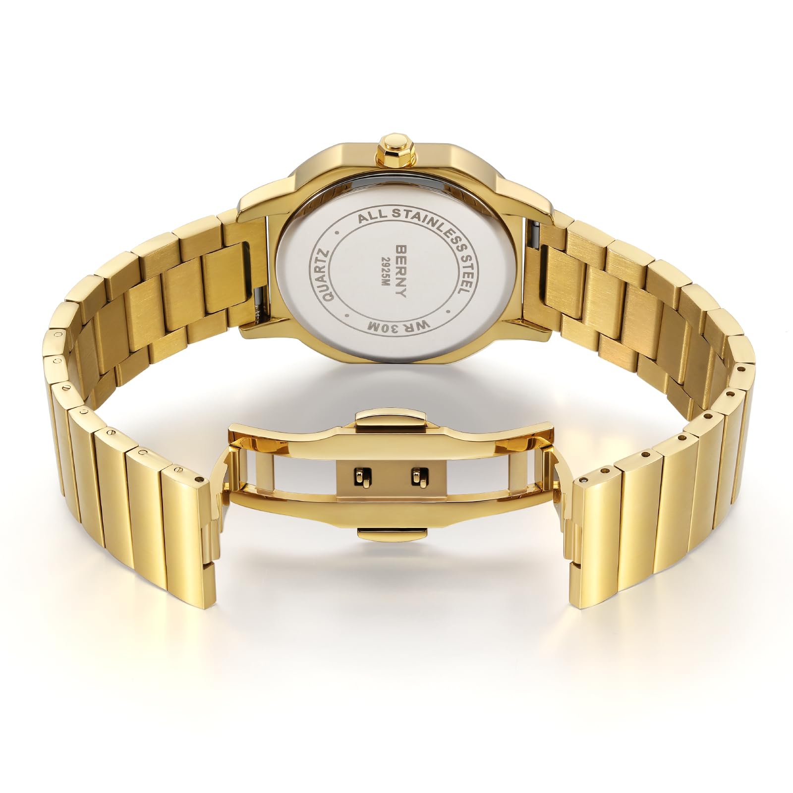 Berny orologio al quarzo quadrato bianco acciaio