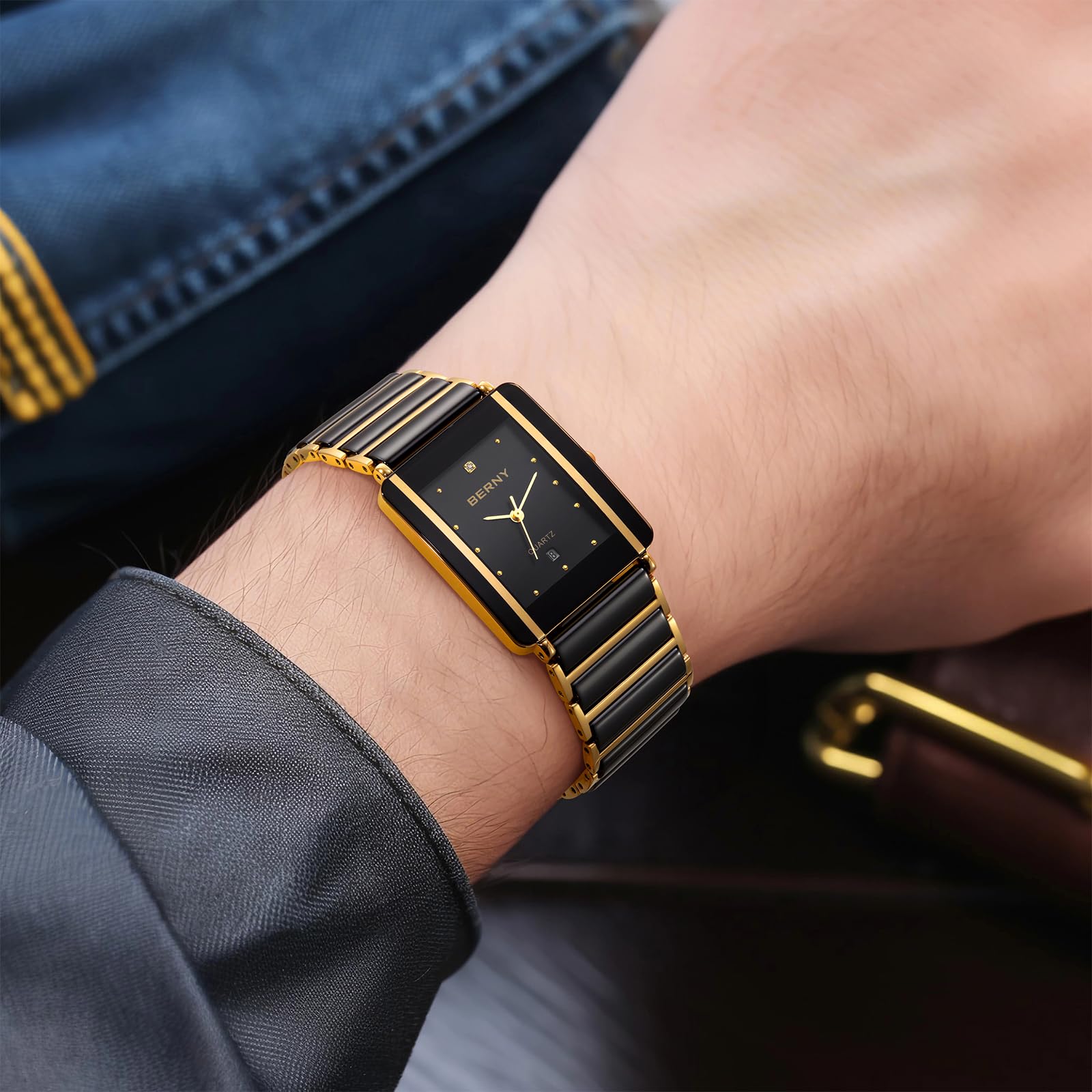 Berny orologio uomo ceramica rettangolare quarzo