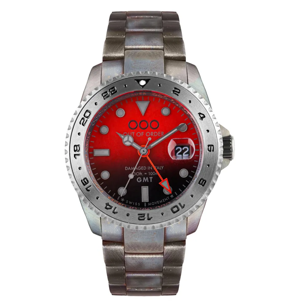 Out Of Order Moscow Orologio GMT Quarzo 44 Mm Rosso Nero