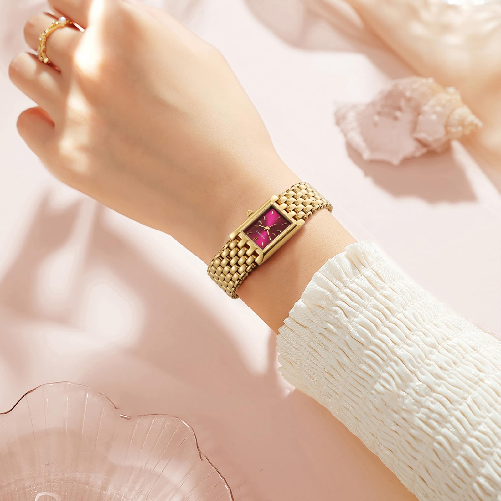 Berny Gold Orologio Donna Rosso Rettangolare