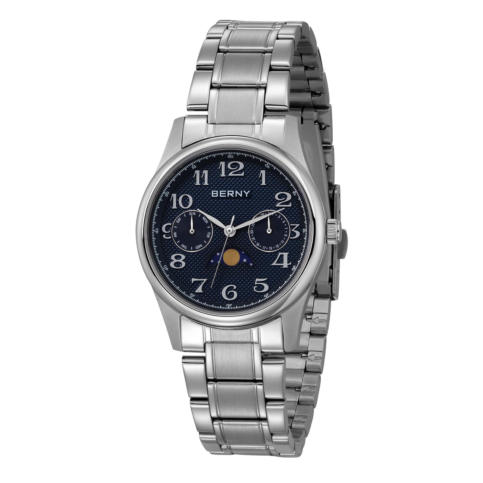 Berny Moon Phase Orologio Donna Bianco Acciaio Fase Lunare