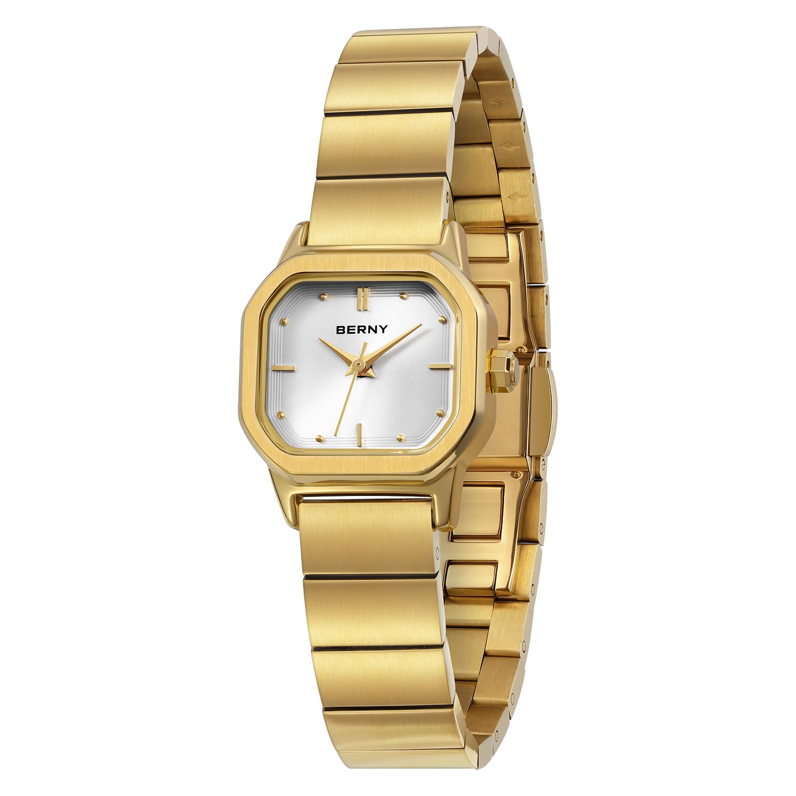 Berny Orologio Donna Quadrato Rosa Quarzo Acciaio