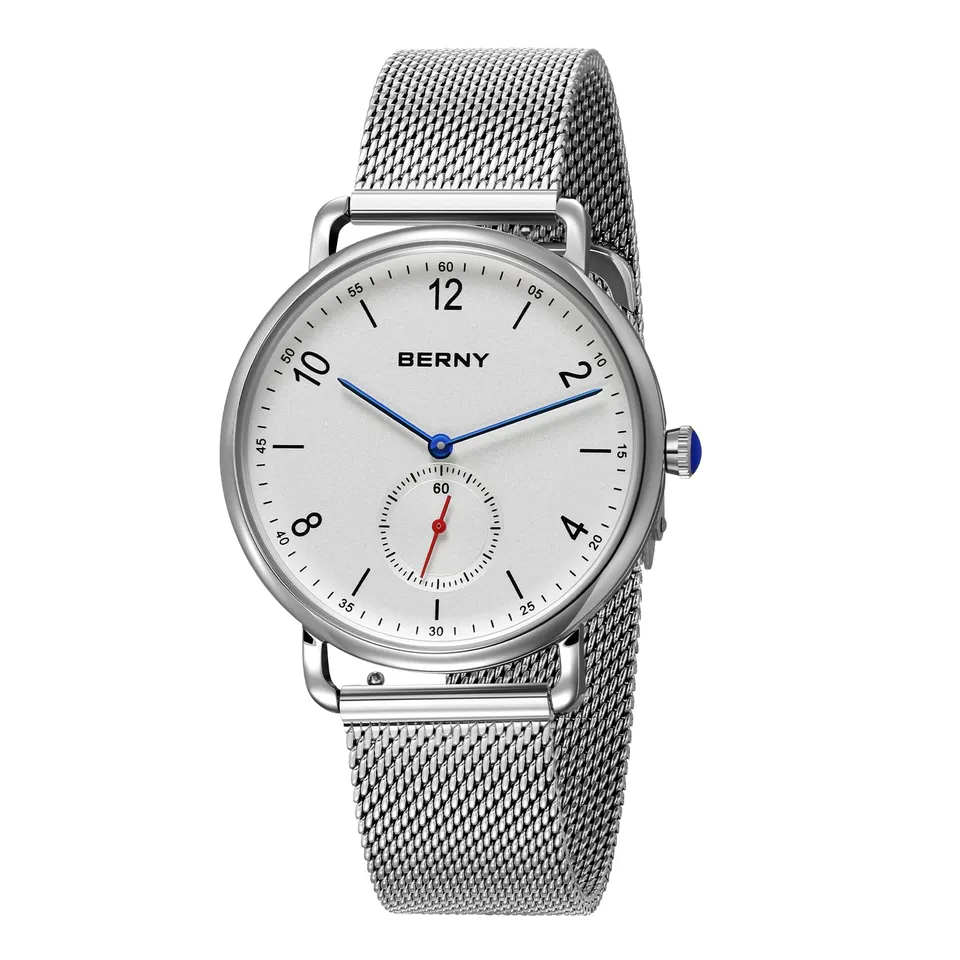 Berny orologio quarzo unisex bianco argento analogico