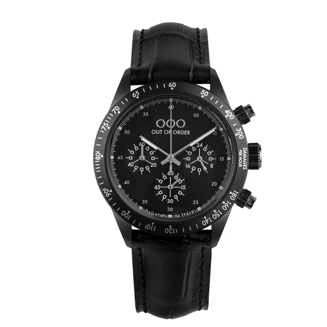 Out Of Order Night Ops orologio cronografo nero pelle 42 mm