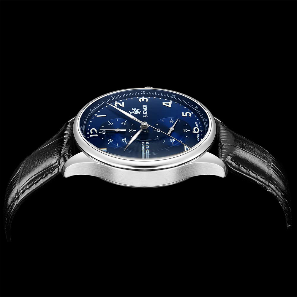 Suzaku Chronograph Orologio Quarzo Uomo 40 mm Blu Pelle