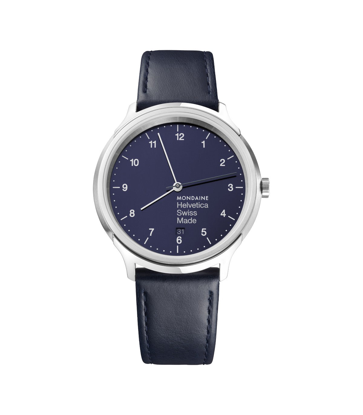 Mondaine Helvetica No1 Blue Marine 40mm Orologio Pelle