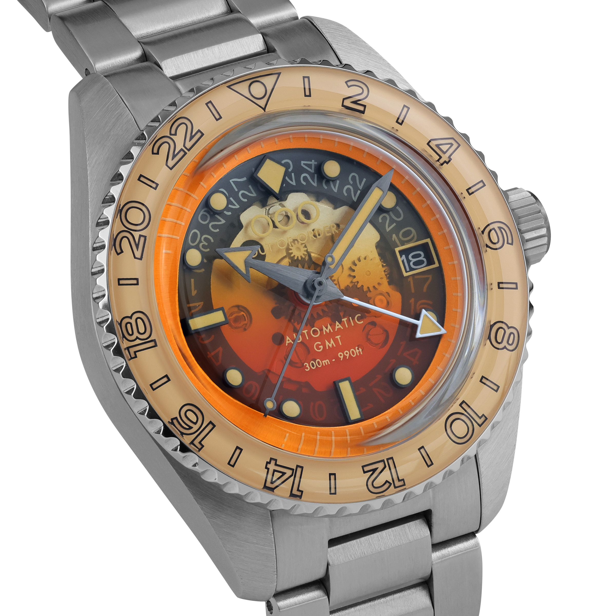Out Of Order Spritz orologio GMT automatico arancione