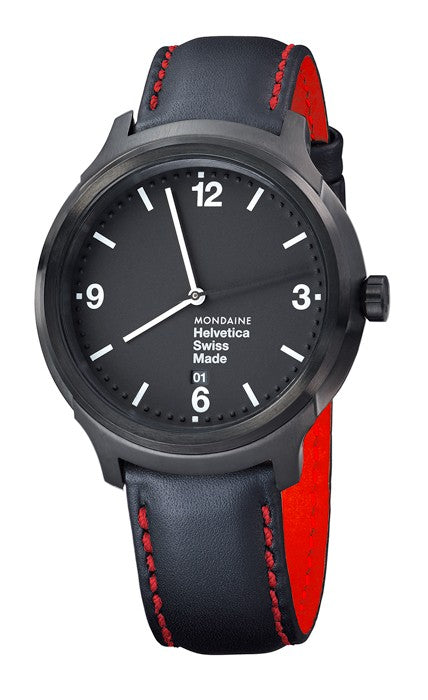 Mondaine Helvetica No1 New York orologio 43 mm pelle