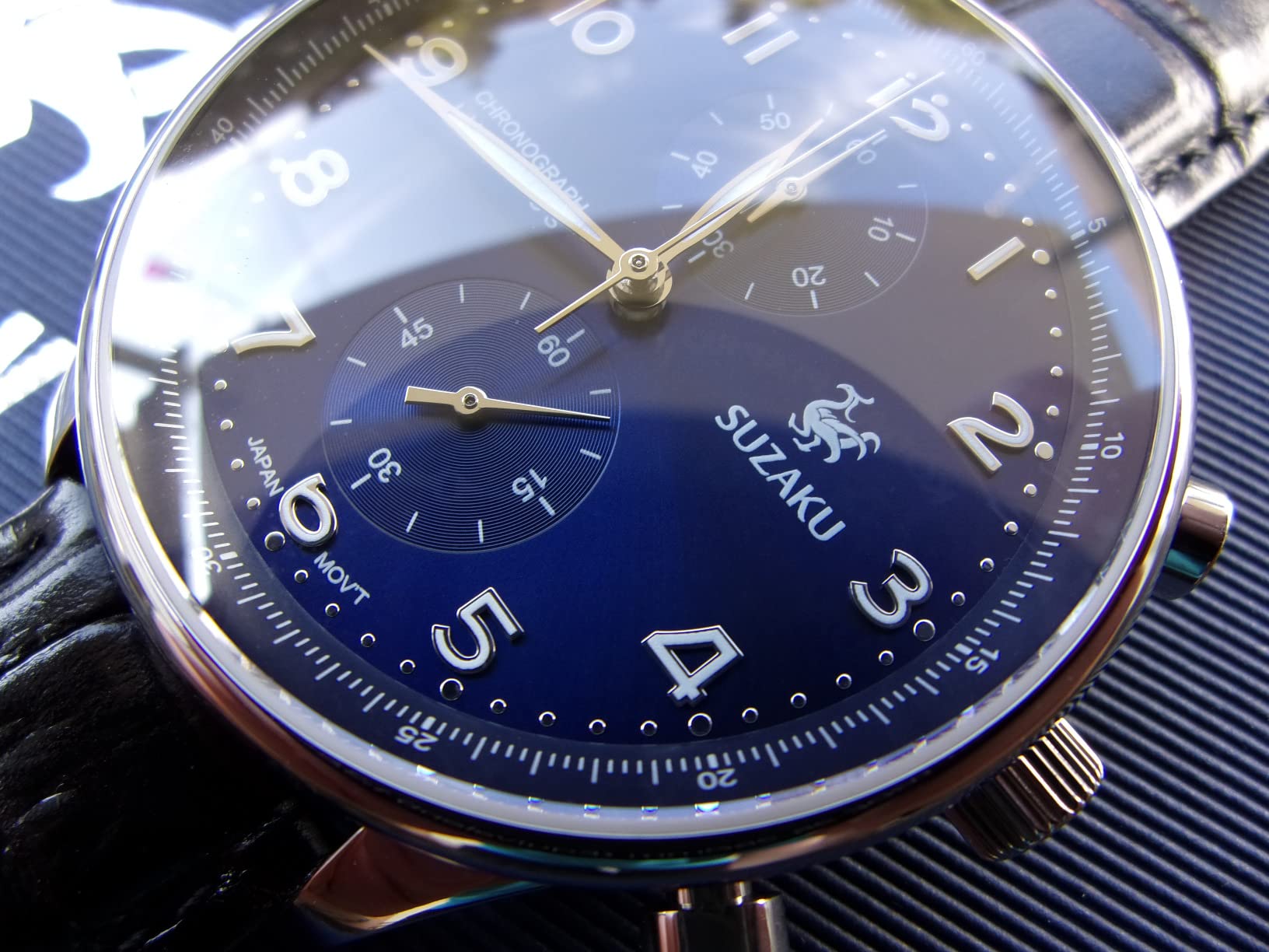 Suzaku Chronograph Orologio Quarzo Uomo 40 mm Blu Pelle
